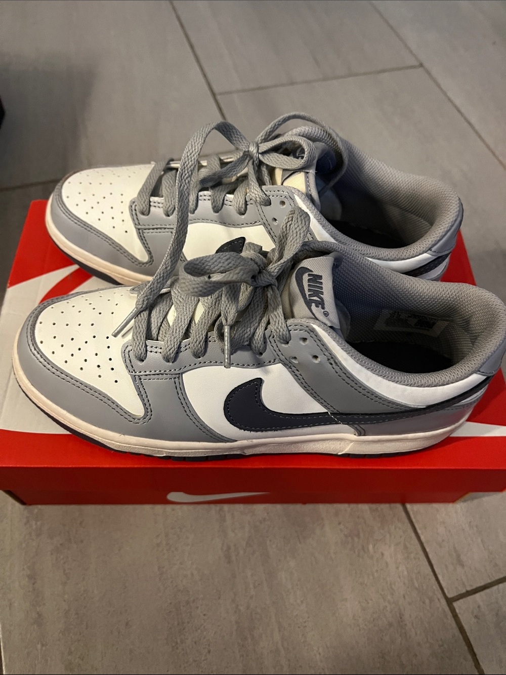 Nike Kids White, Light Gray & Black Low-Top Sneakers